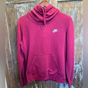 Nike Essential Fleece Funnel Neck Hoodie Burgundy Size Medium